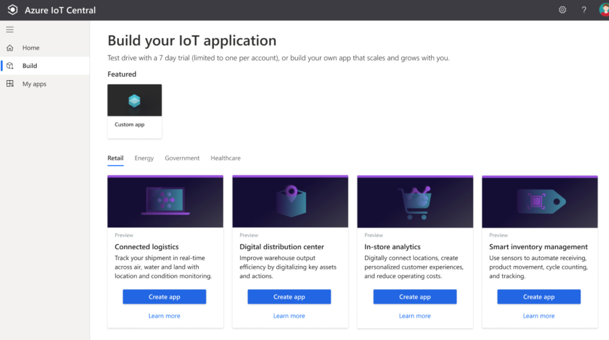 screenshot of Azure IoT Central